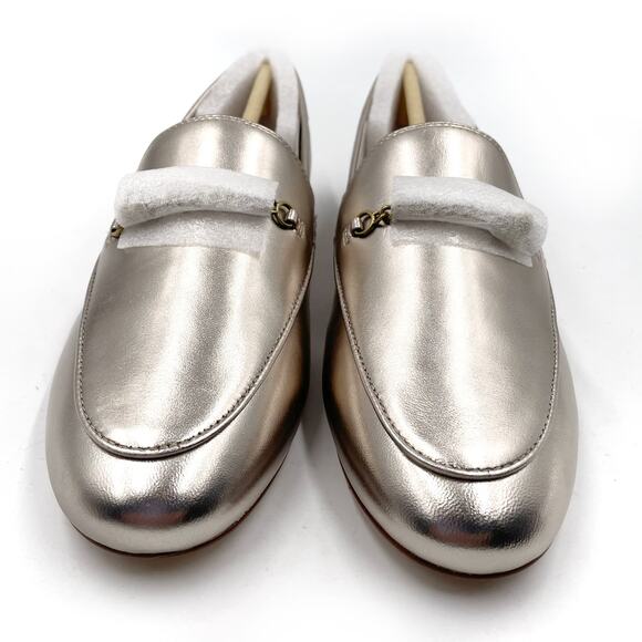 Coach Hanna Metallic Loafer Champagne Gold Leather Chain Slip On Flat Sz 8.5 - Picture 4 of 10